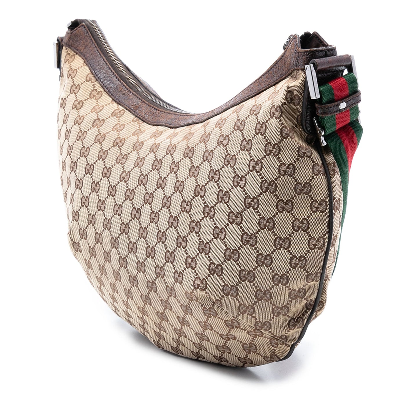 Gucci GG Canvas Web Half Moon Crossbody