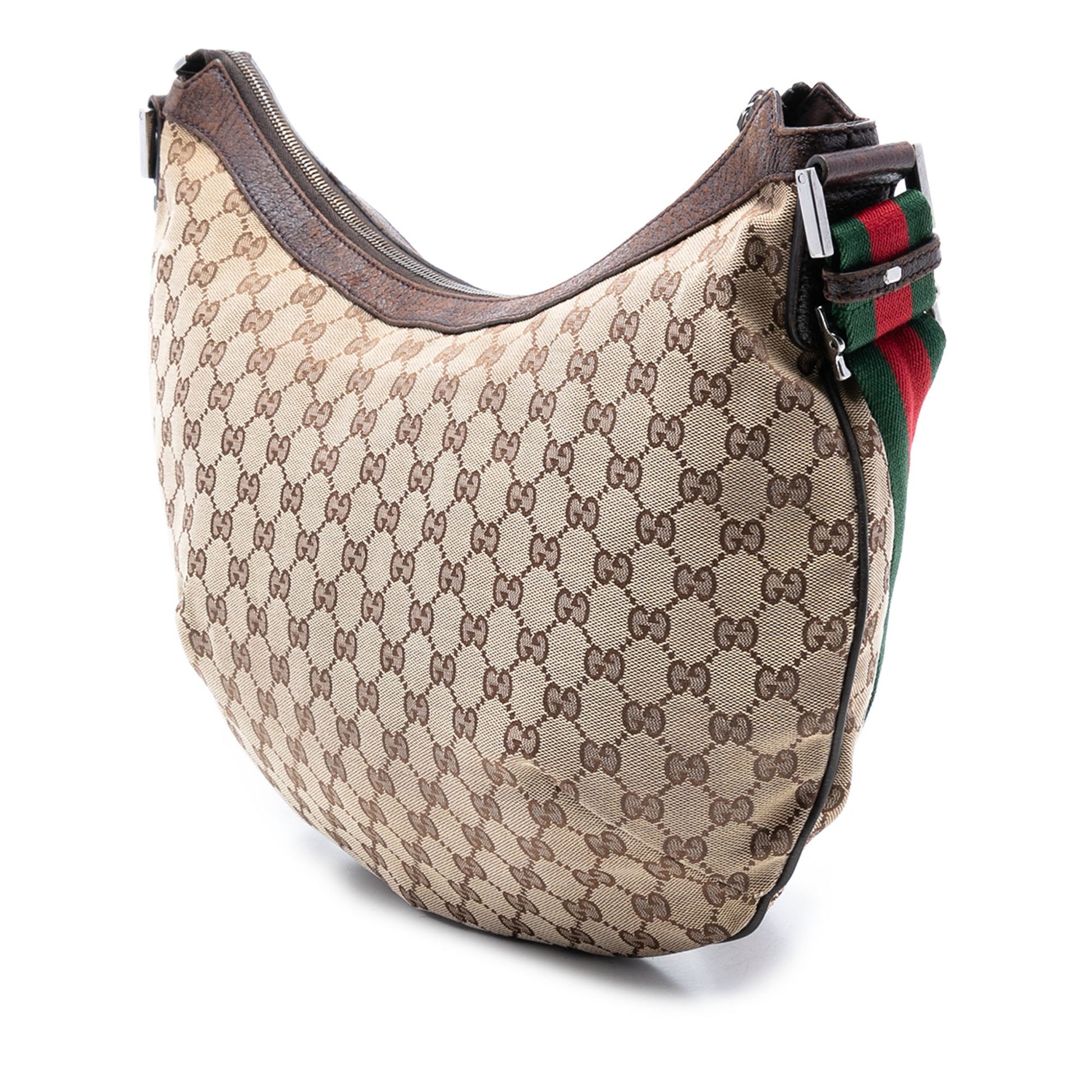 Gucci GG Canvas Web Half Moon Crossbody