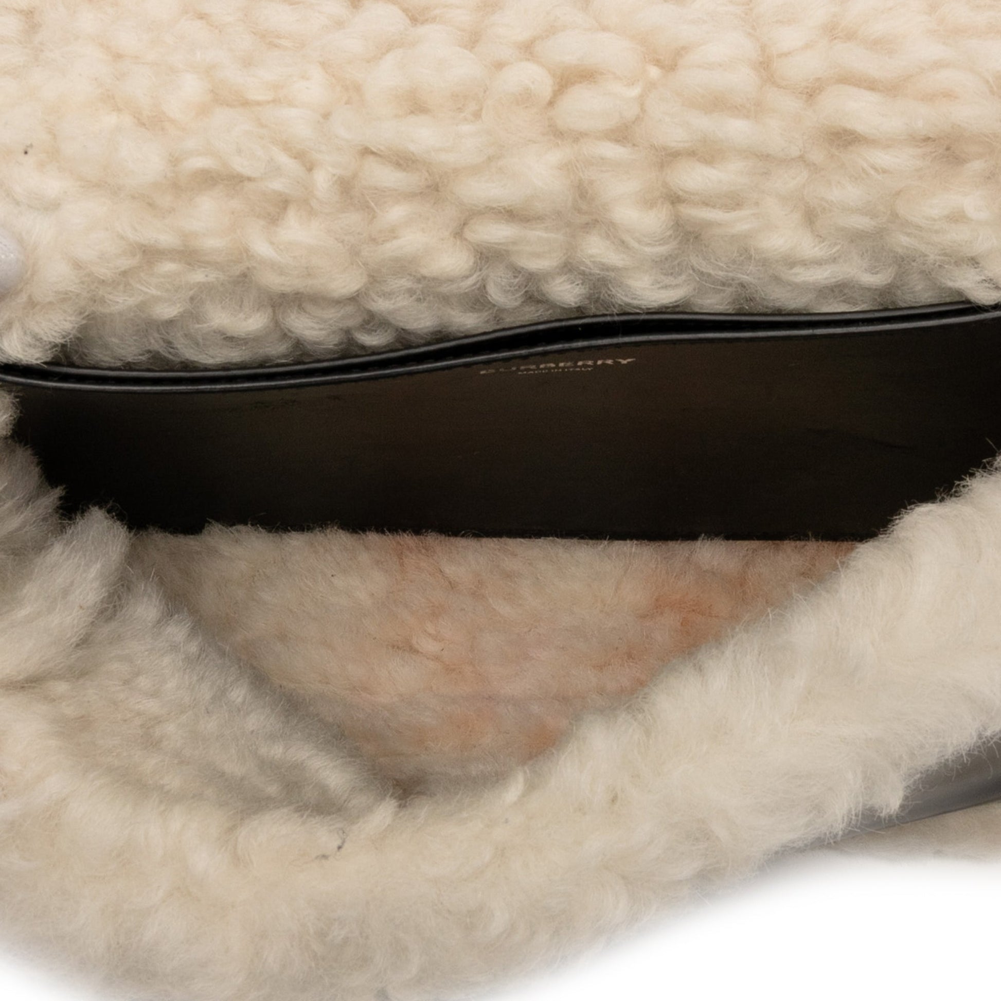 Burberry Small Shearling Trimmed Coated Canvas Lola Crossbody