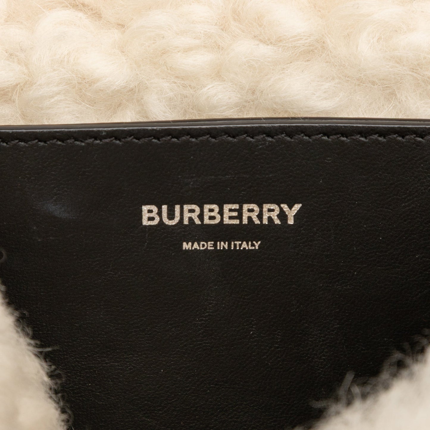 Burberry Small Shearling Trimmed Coated Canvas Lola Crossbody