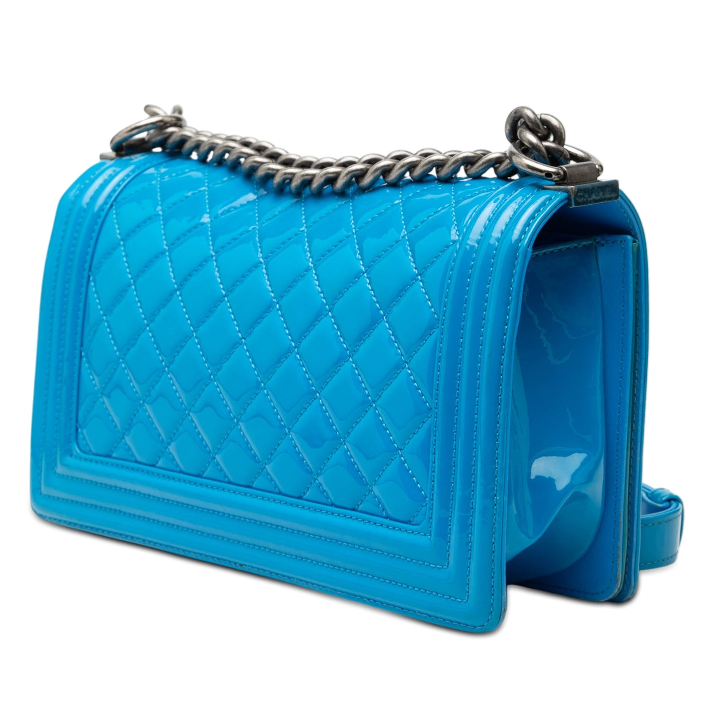 Chanel Old Medium Quilted Patent Boy Flap