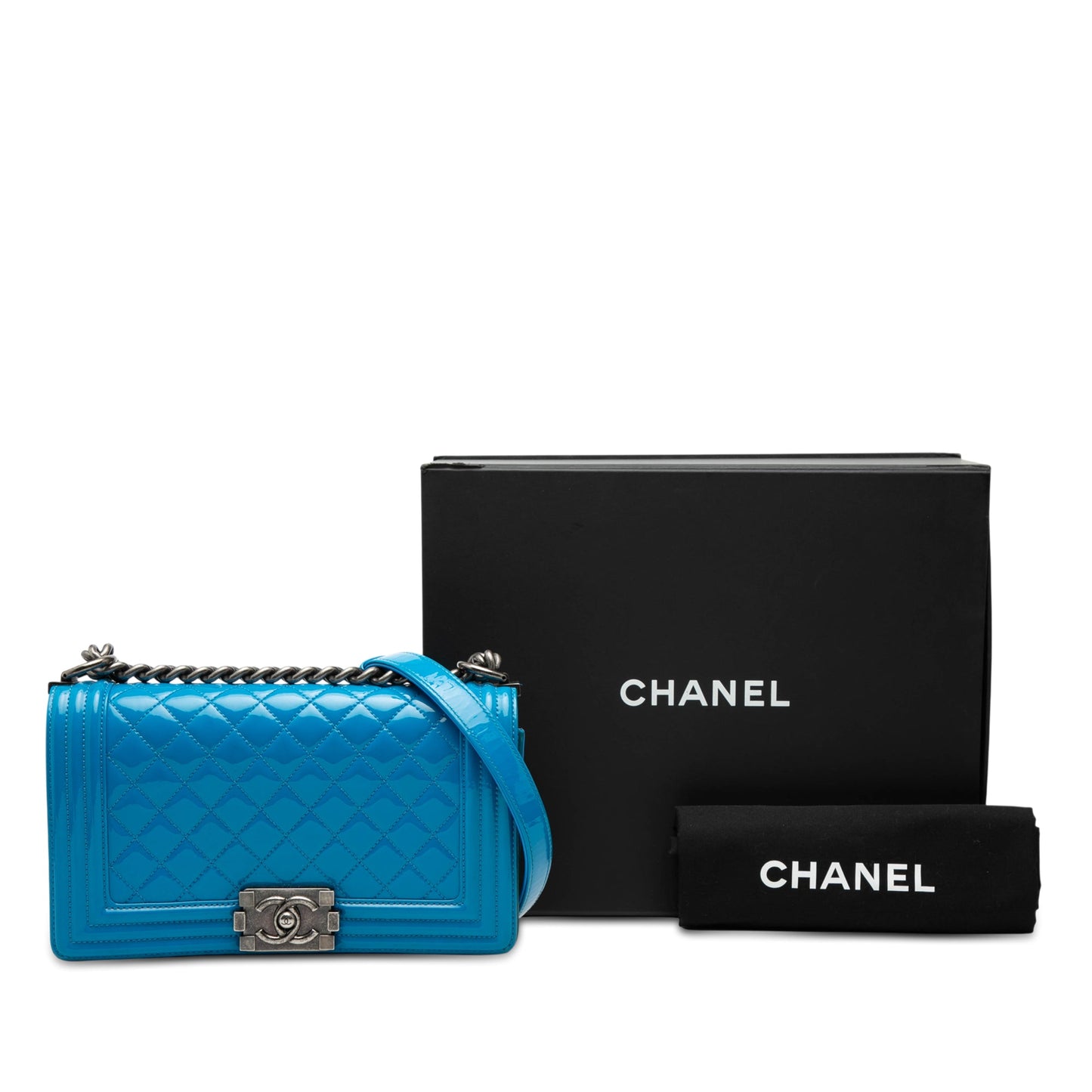 Chanel Old Medium Quilted Patent Boy Flap