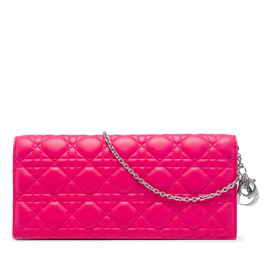 Dior Lambskin Cannage Lady Dior Chain Convertible Clutch