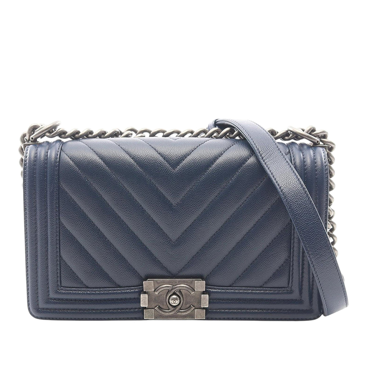 Chanel Old Medium Chevron Caviar Boy Flap