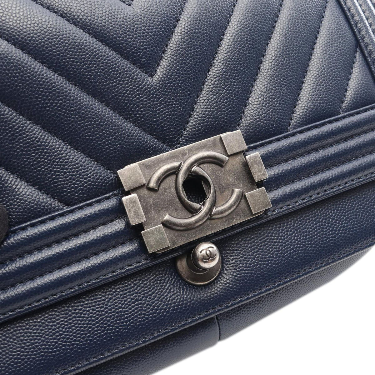 Chanel Old Medium Chevron Caviar Boy Flap