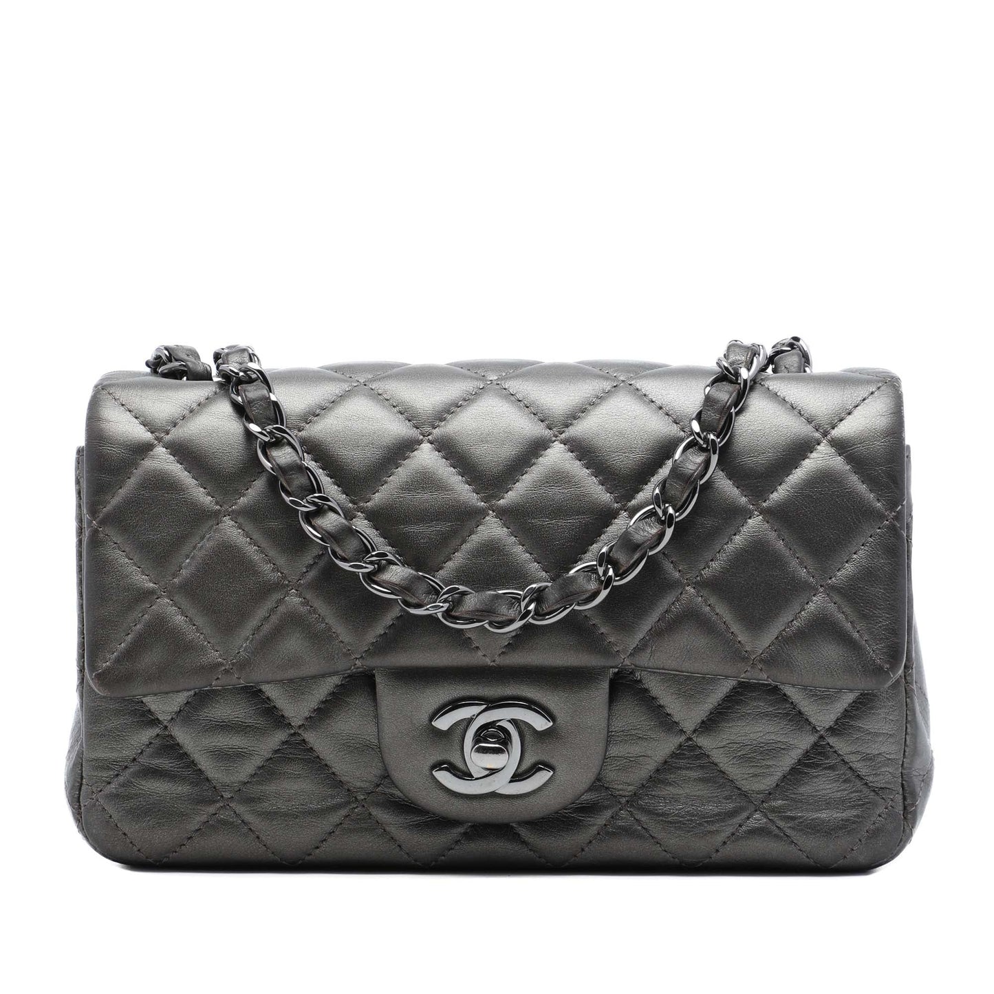 Chanel Mini Rectangular Classic Metallic Lambskin Single Flap