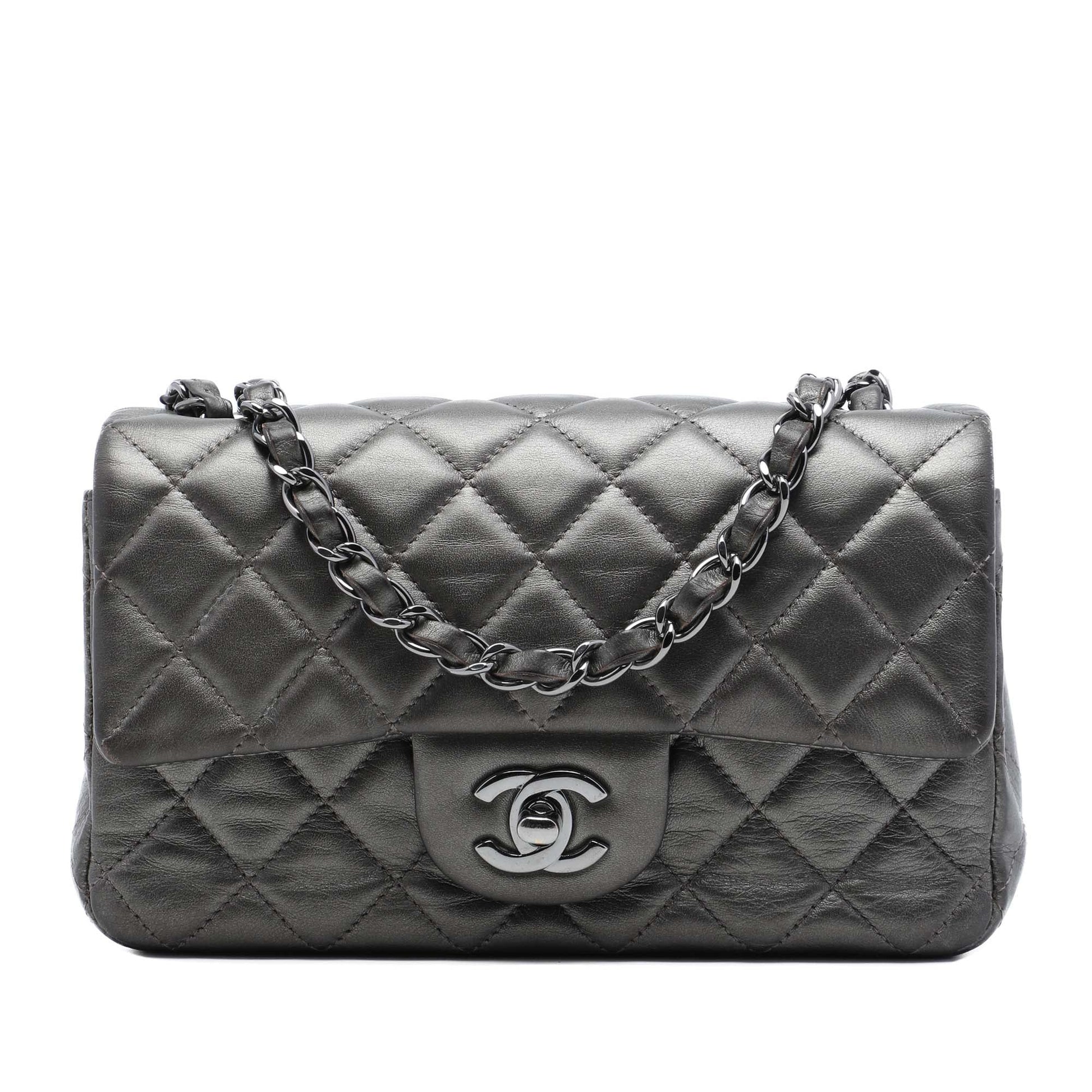 Chanel Mini Rectangular Classic Metallic Lambskin Single Flap