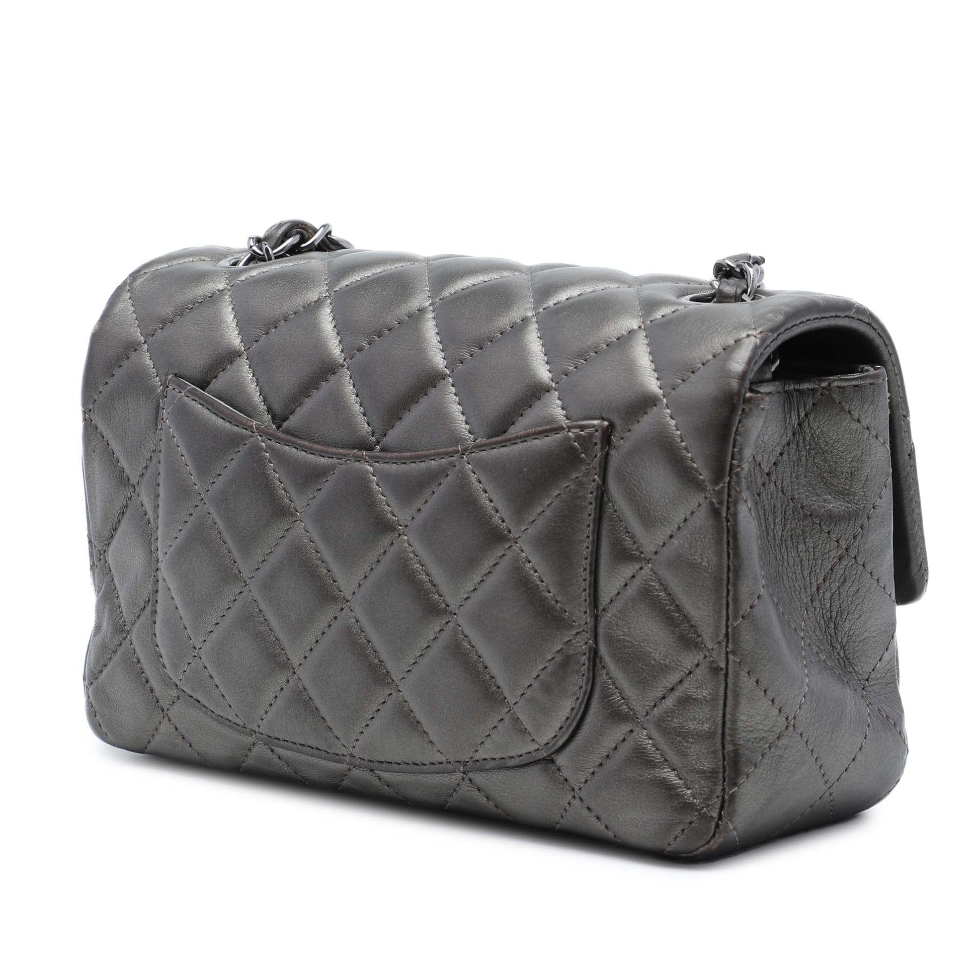 Chanel Mini Rectangular Classic Metallic Lambskin Single Flap
