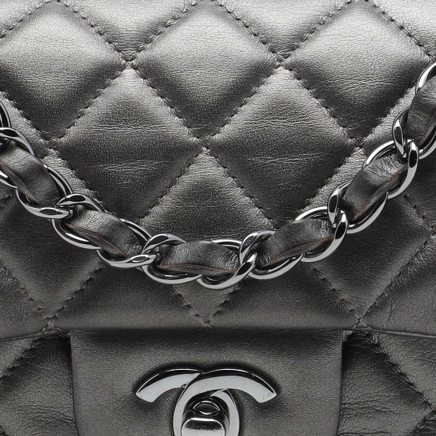 Chanel Mini Rectangular Classic Metallic Lambskin Single Flap