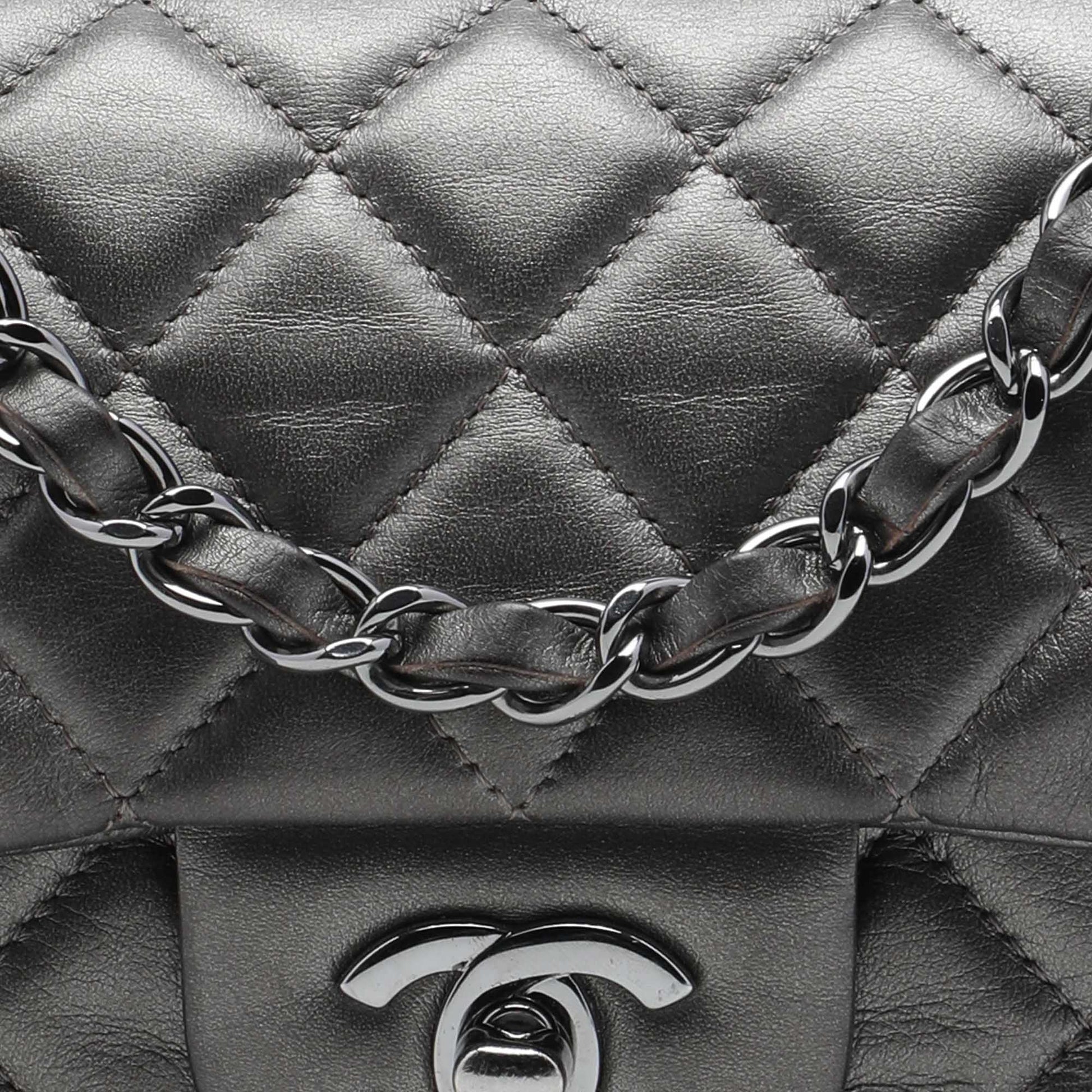 Chanel Mini Rectangular Classic Metallic Lambskin Single Flap