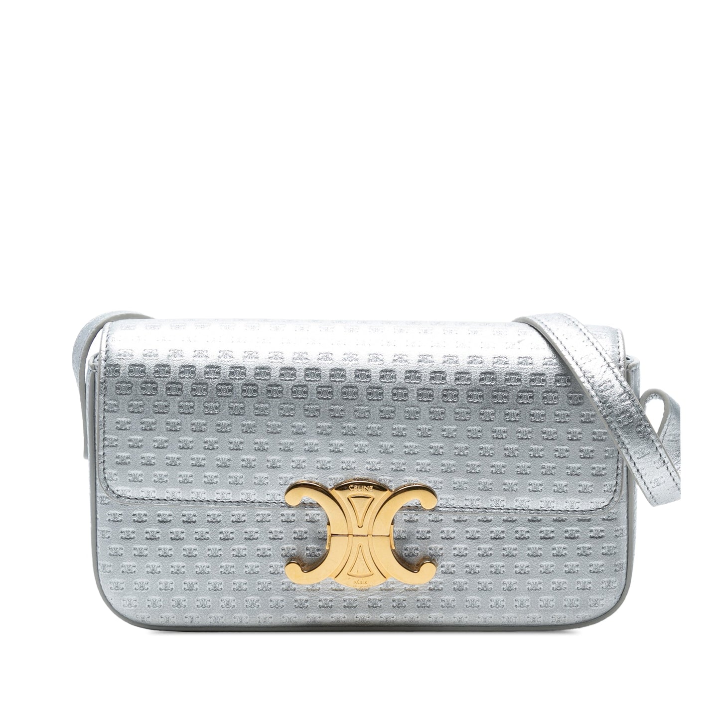 Celine Triomphe All Over Laminated Calfskin Claude Shoulder Bag