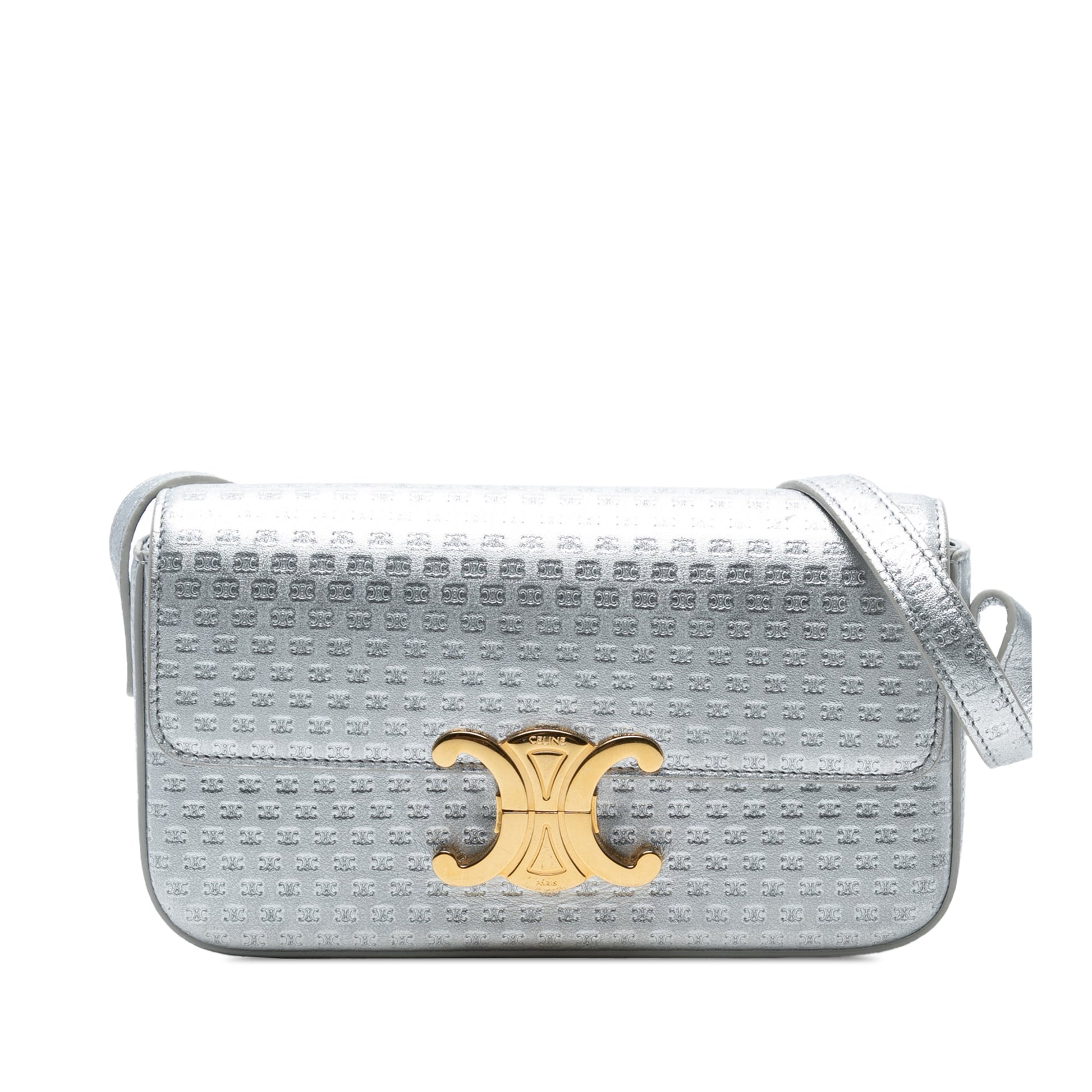 Celine Triomphe All Over Laminated Calfskin Claude Shoulder Bag