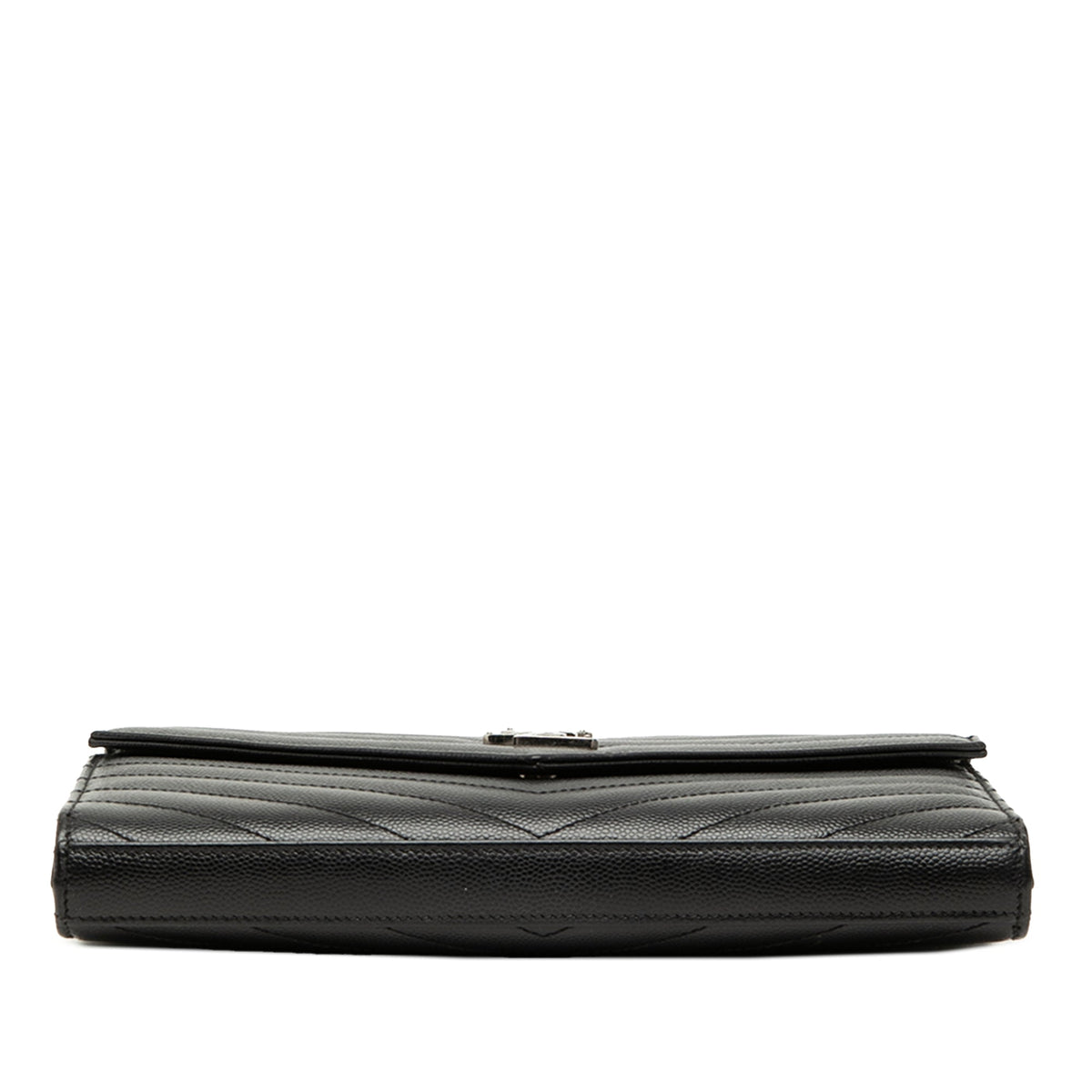 Saint Laurent Grain De Poudre Chevron Cassandre Envelope Chain Wallet