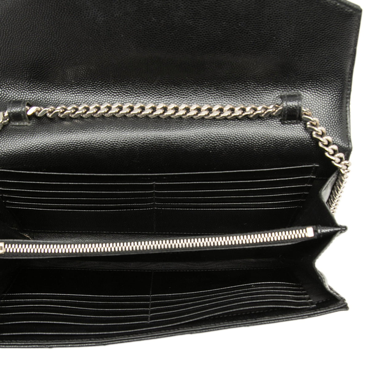 Saint Laurent Grain De Poudre Chevron Cassandre Envelope Chain Wallet