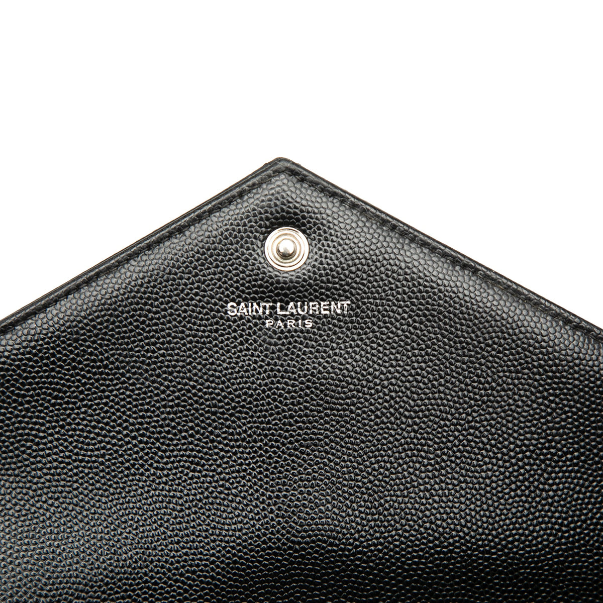 Saint Laurent Grain De Poudre Chevron Cassandre Envelope Chain Wallet