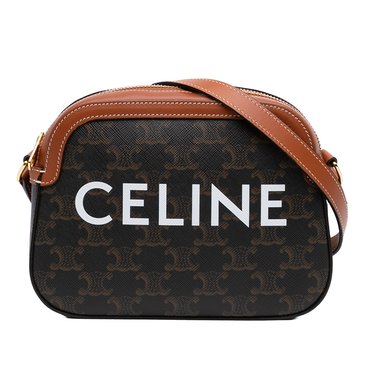 Celine Small Triomphe Coated Canvas Logo Camera Bag