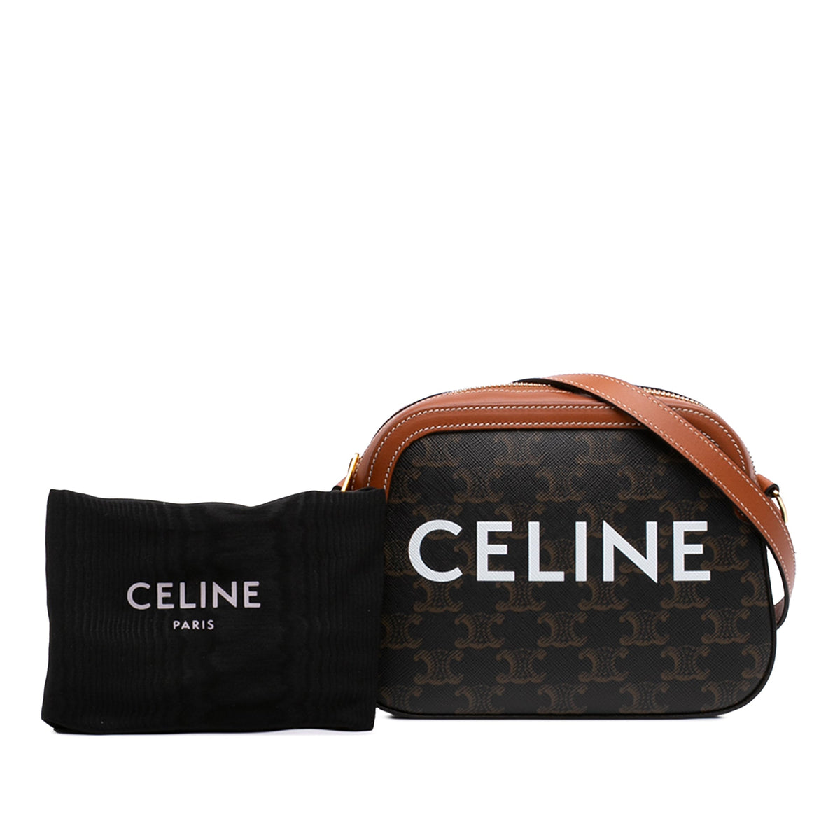 Celine Small Triomphe Coated Canvas Logo Camera Bag