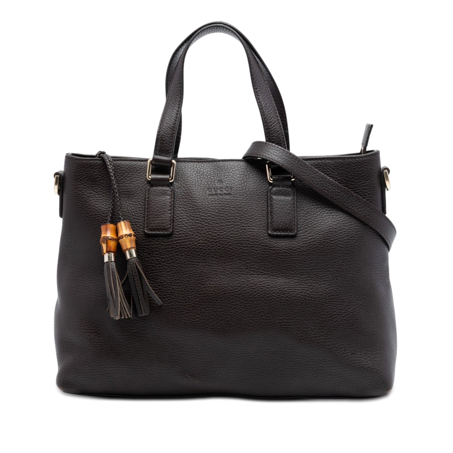 Gucci Leather Bamboo Tassel Satchel