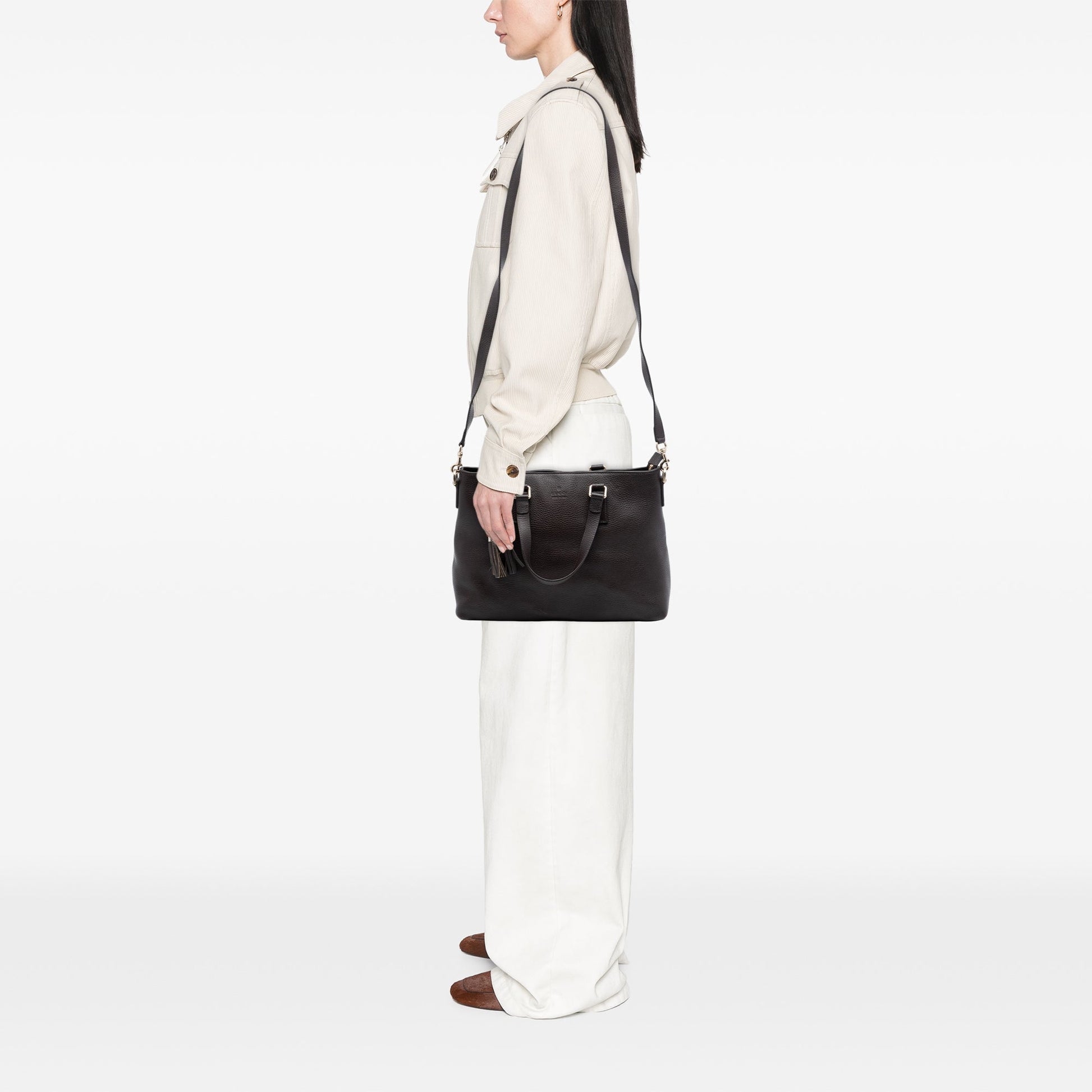 Gucci Leather Bamboo Tassel Satchel