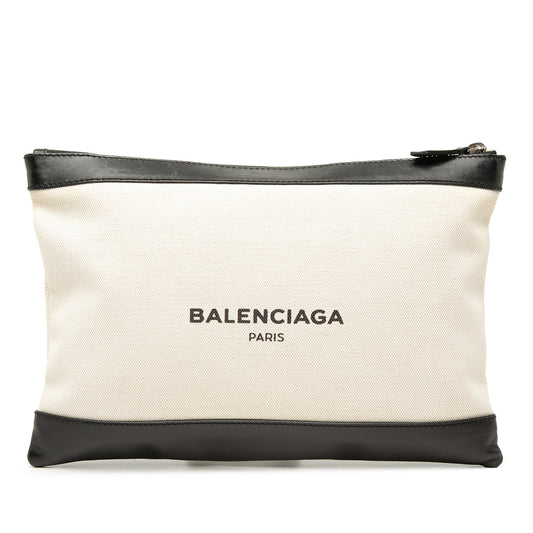 Balenciaga Canvas Navy Clip M Clutch