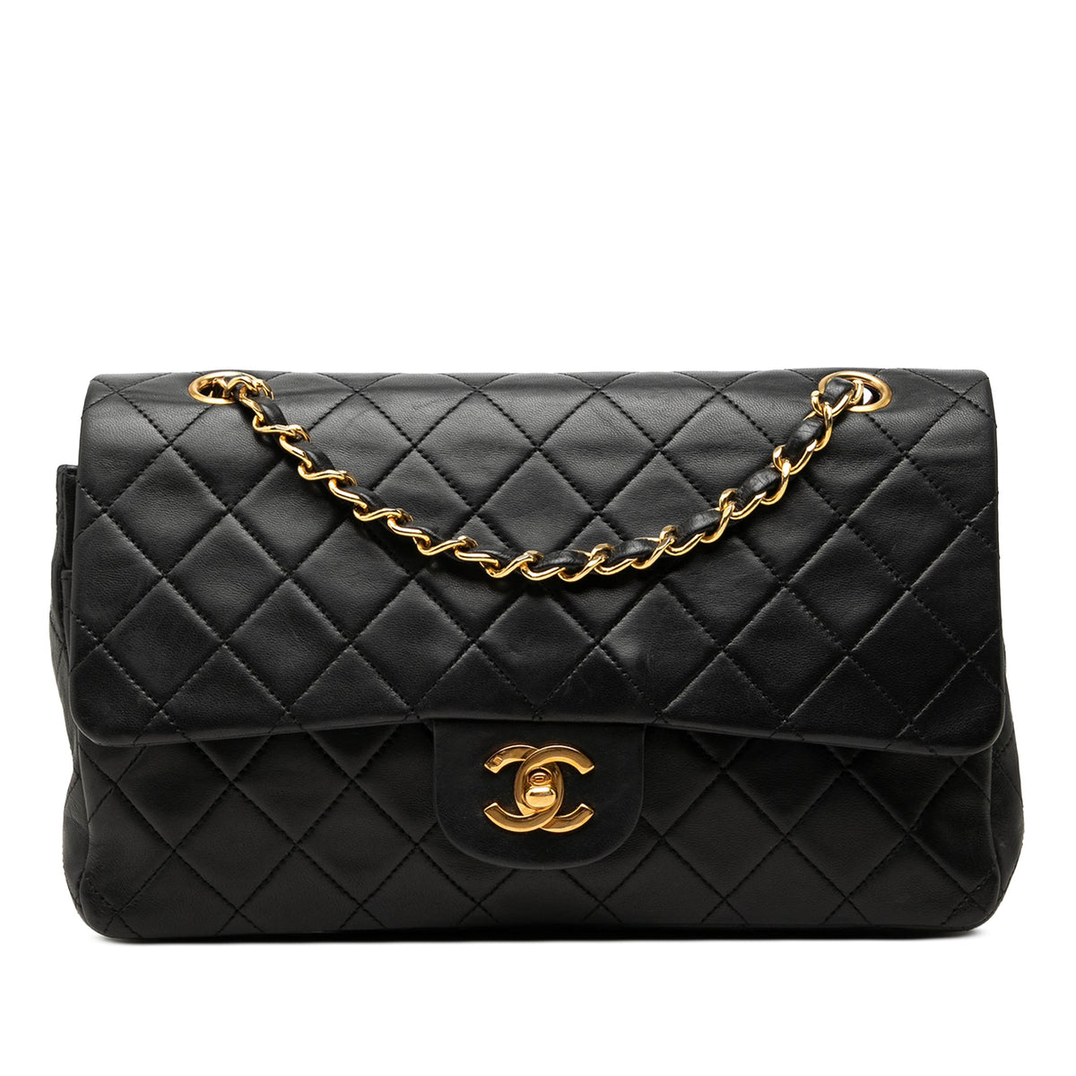 Chanel Medium Classic Lambskin Double Flap — Black