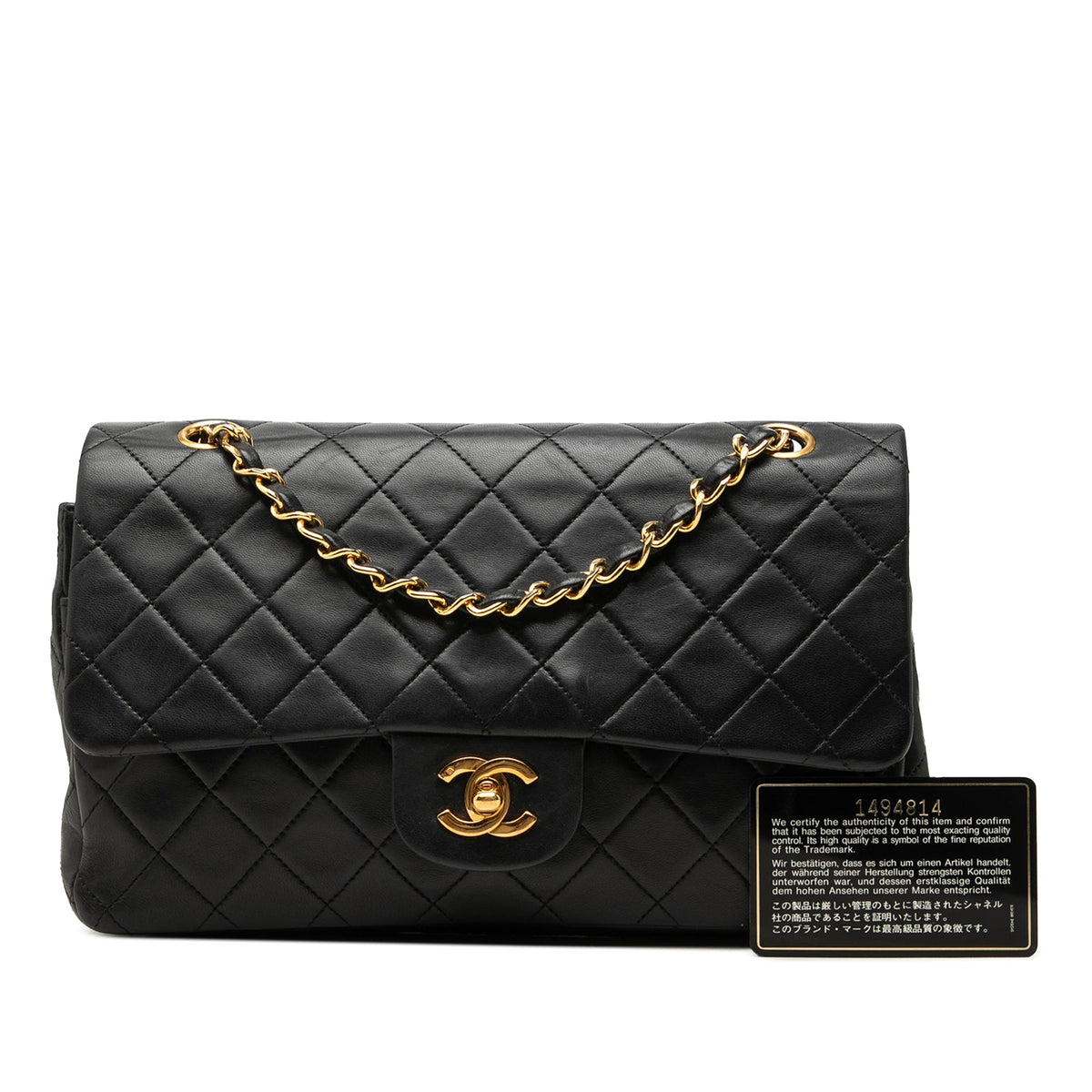 Chanel Medium Classic Lambskin Double Flap — Black