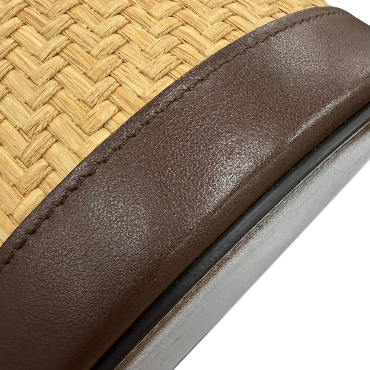 Celine Medium Raffia and Calfskin Triomphe Tambour Crossbody