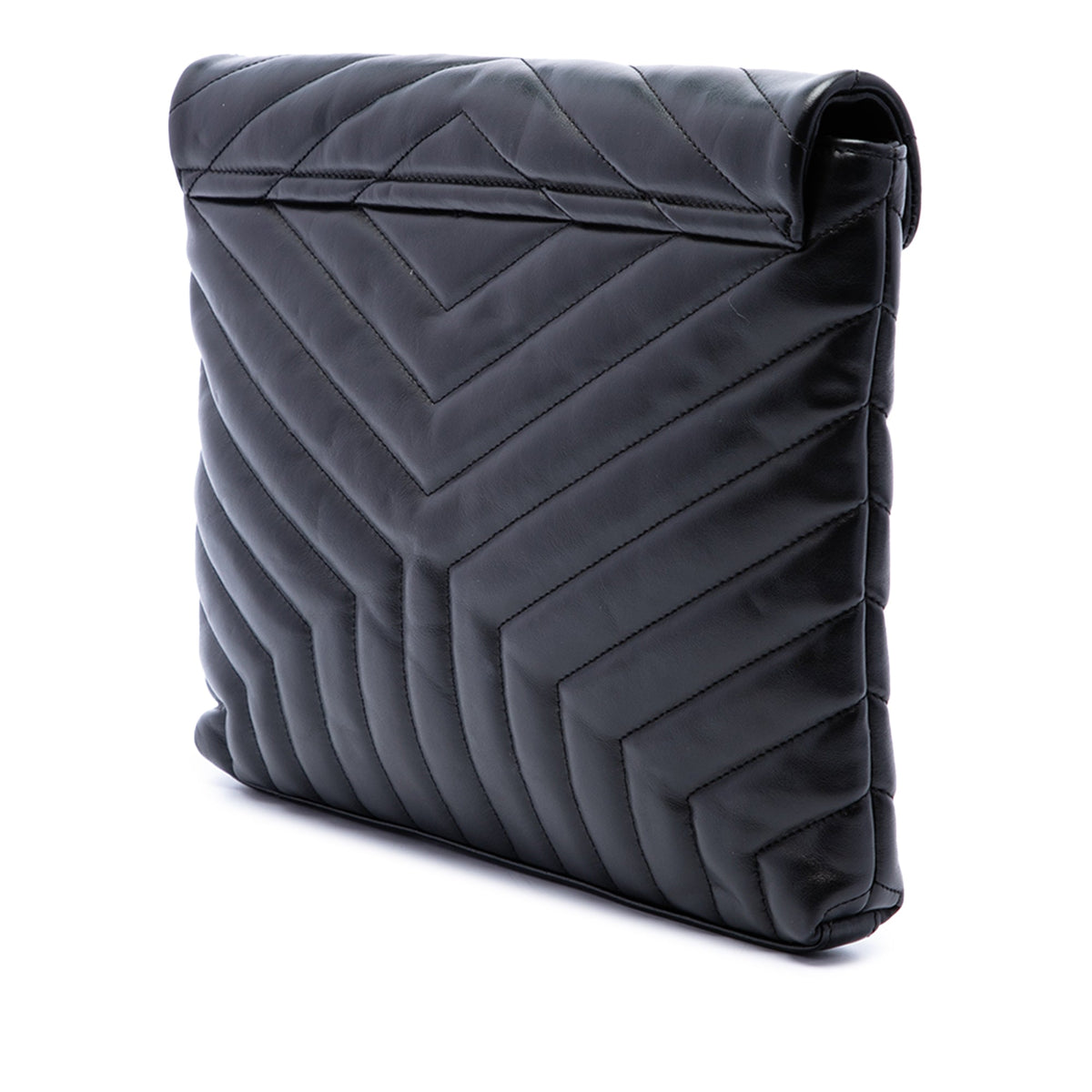 Saint Laurent Matelasse Calfskin Monogram LouLou Document Clutch — Black