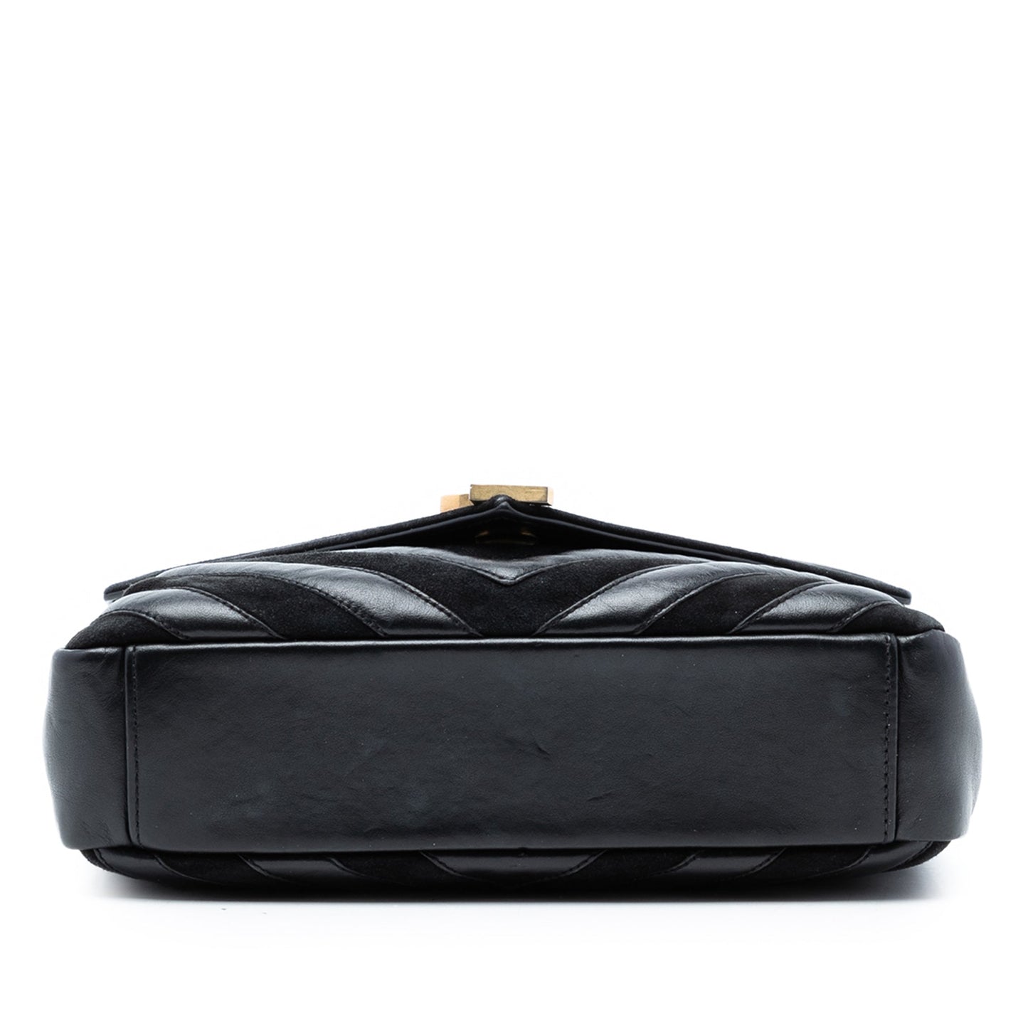 Saint Laurent Medium Calfskin and Suede Chevron Monogram College Satchel