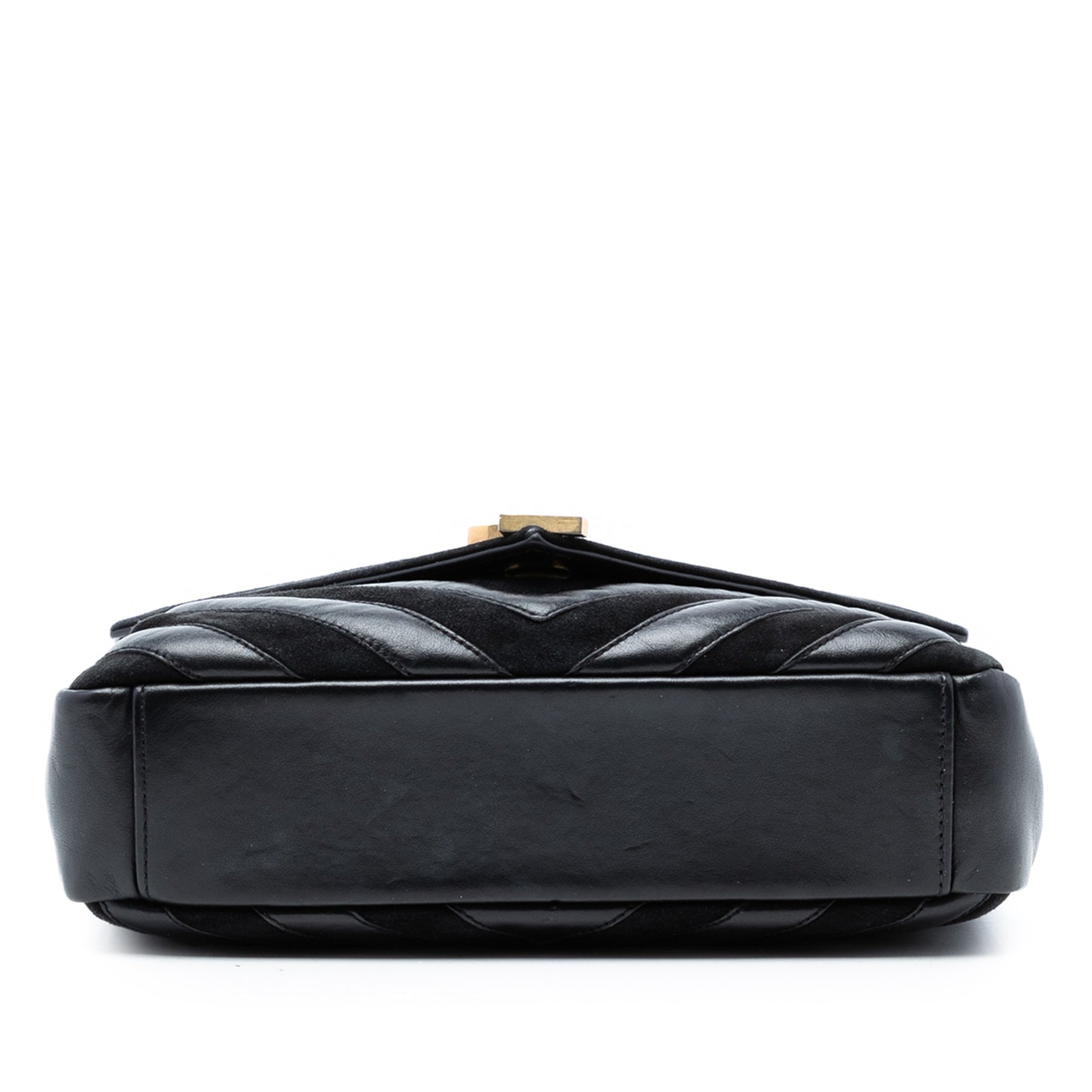 Saint Laurent Medium Calfskin and Suede Chevron Monogram College Satchel