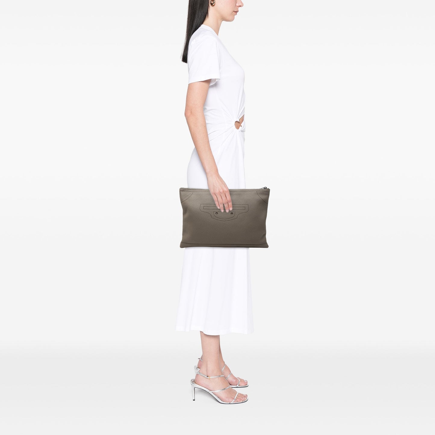 Balenciaga Calfskin Motocross Blackout Clutch
