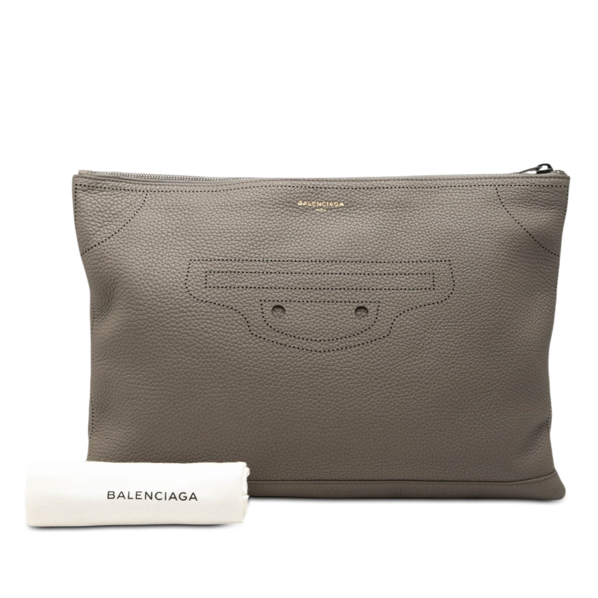 Balenciaga Calfskin Motocross Blackout Clutch