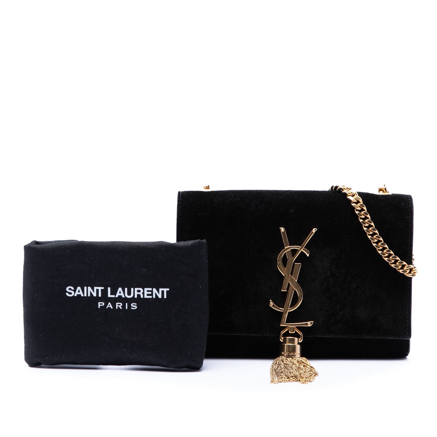 Saint Laurent Small Suede Monogram Kate Tassel Crossbody