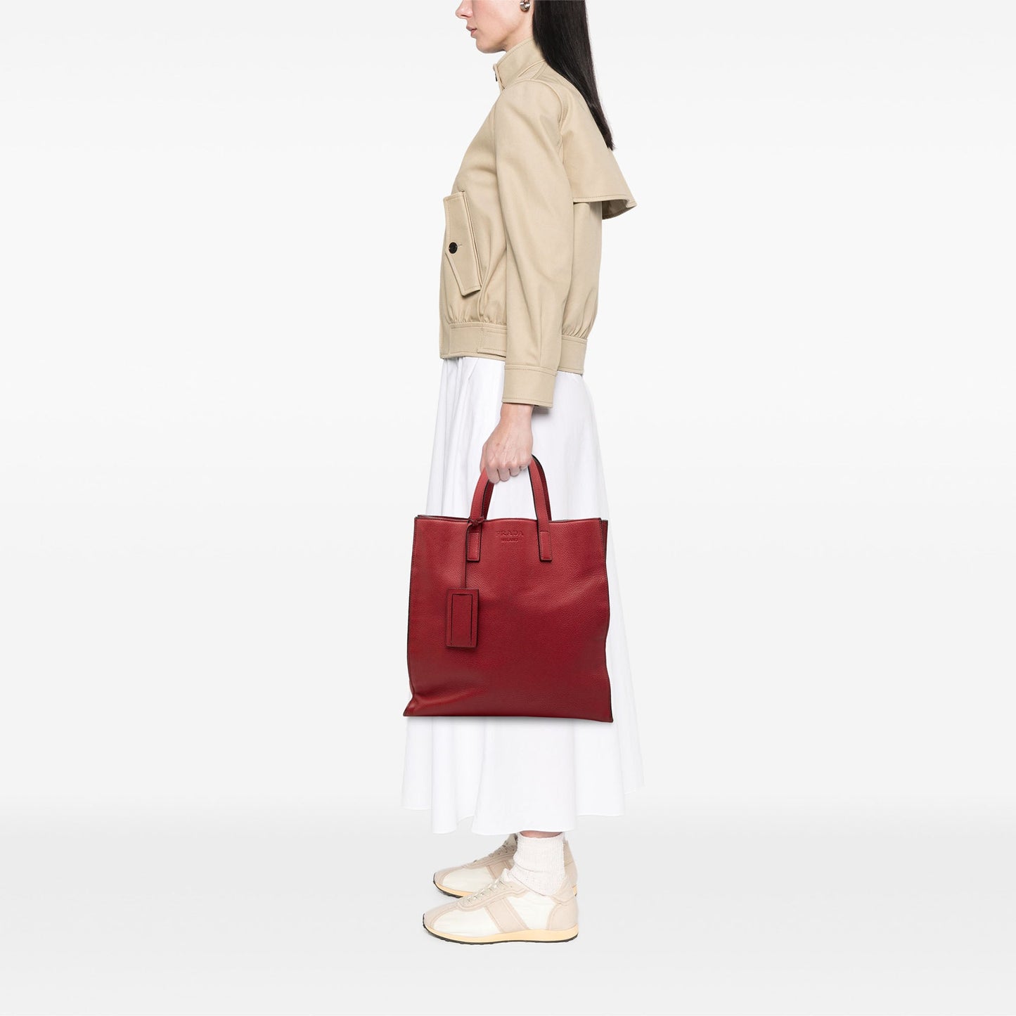 Prada Vitello Daino Convertible Shopper Tote
