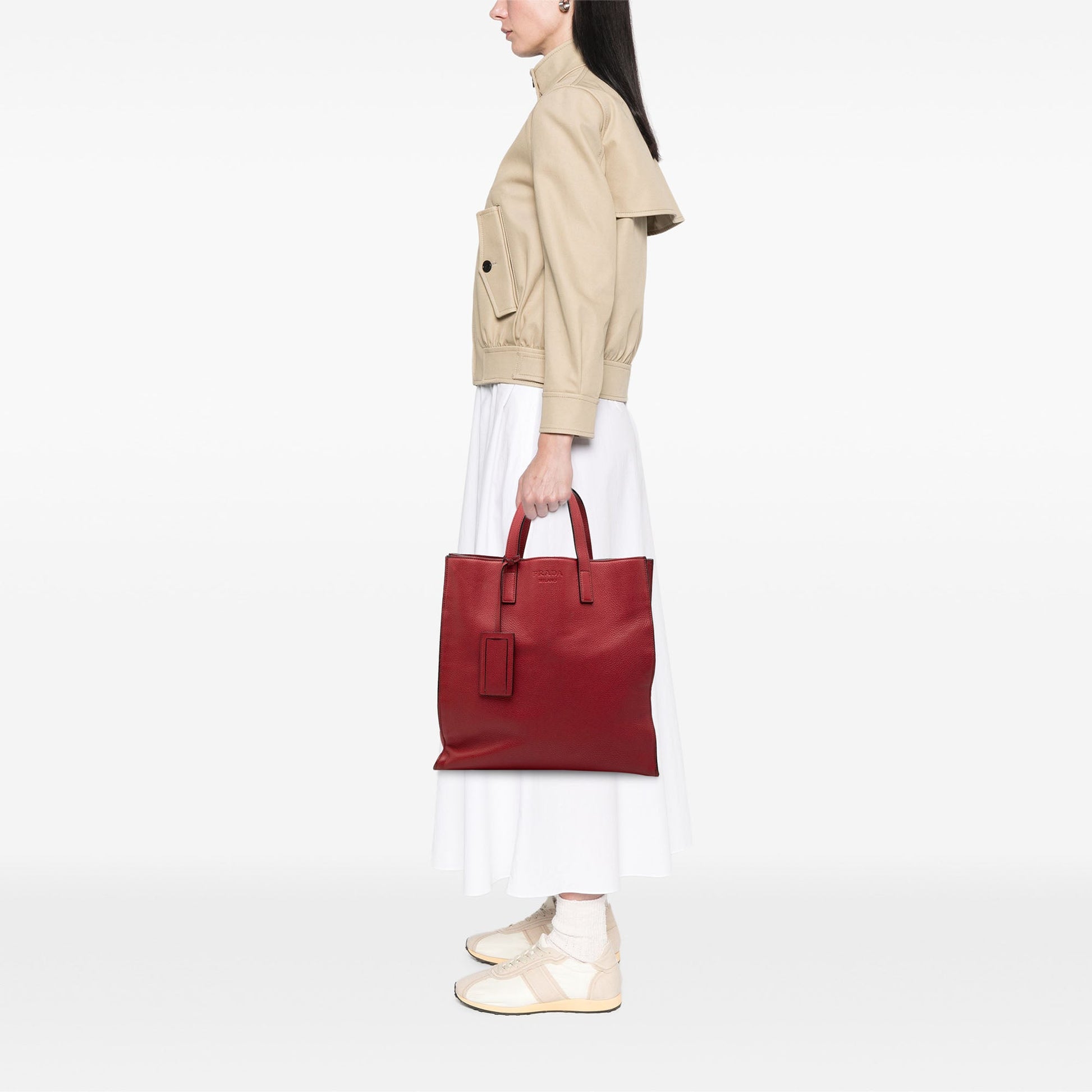 Prada Vitello Daino Convertible Shopper Tote