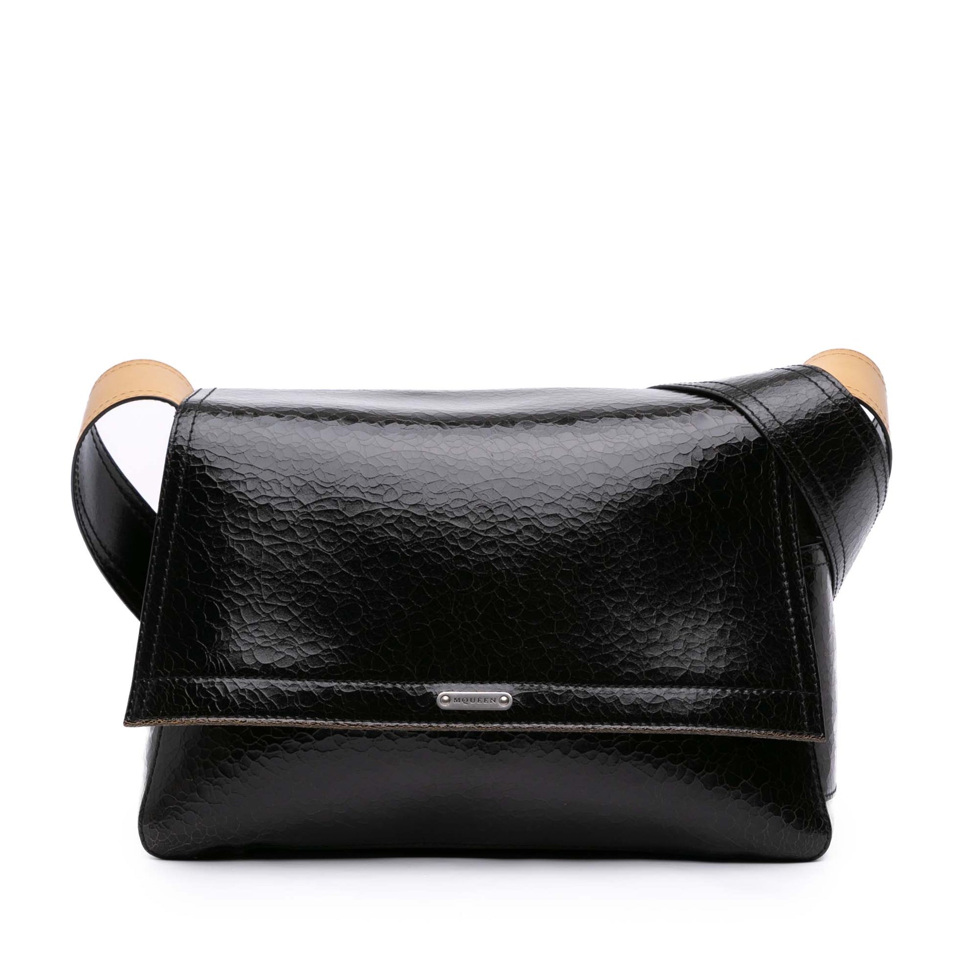 Alexander McQueen Crackled Leather Slouch Crossbody