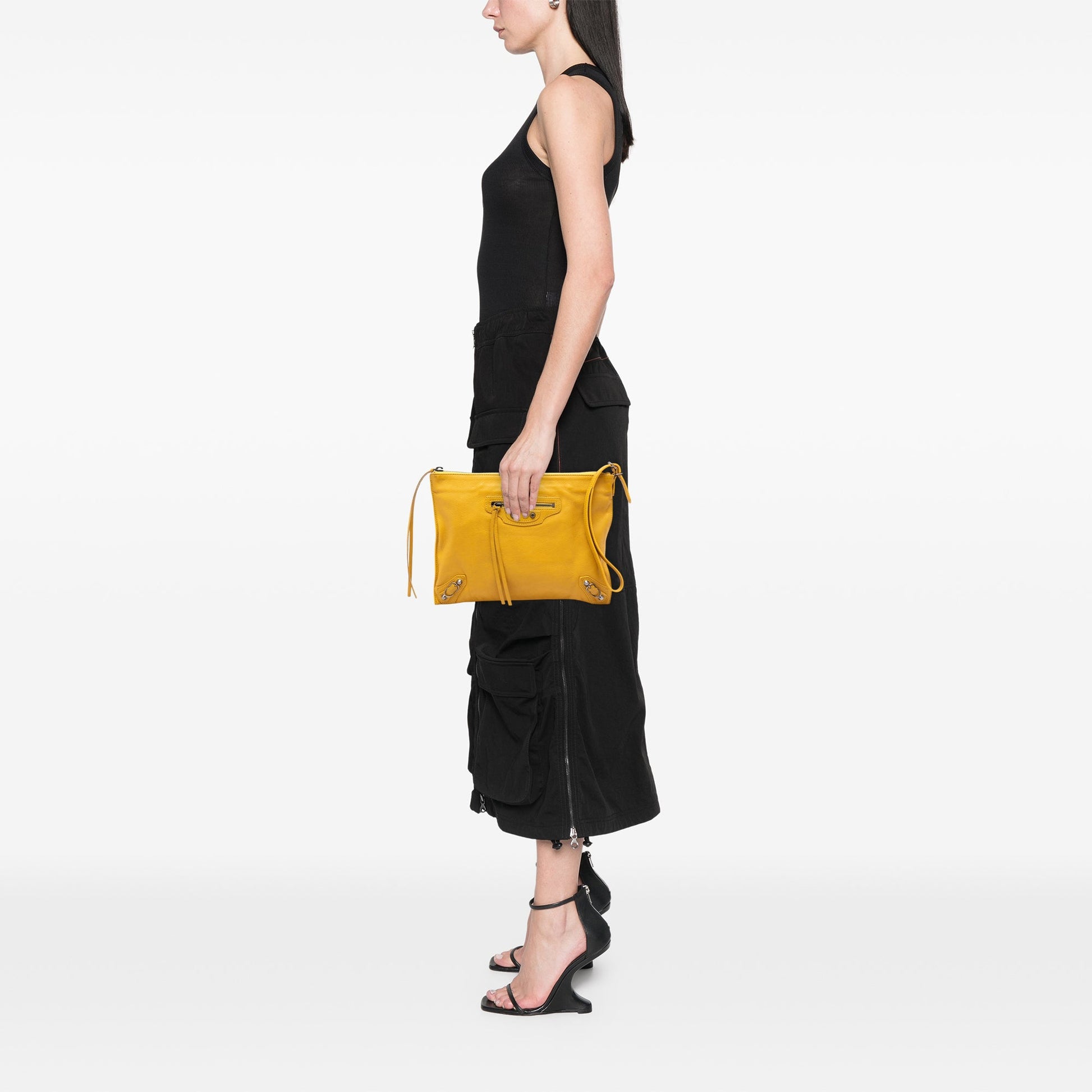 Balenciaga Leather Papier Wristlet Clutch