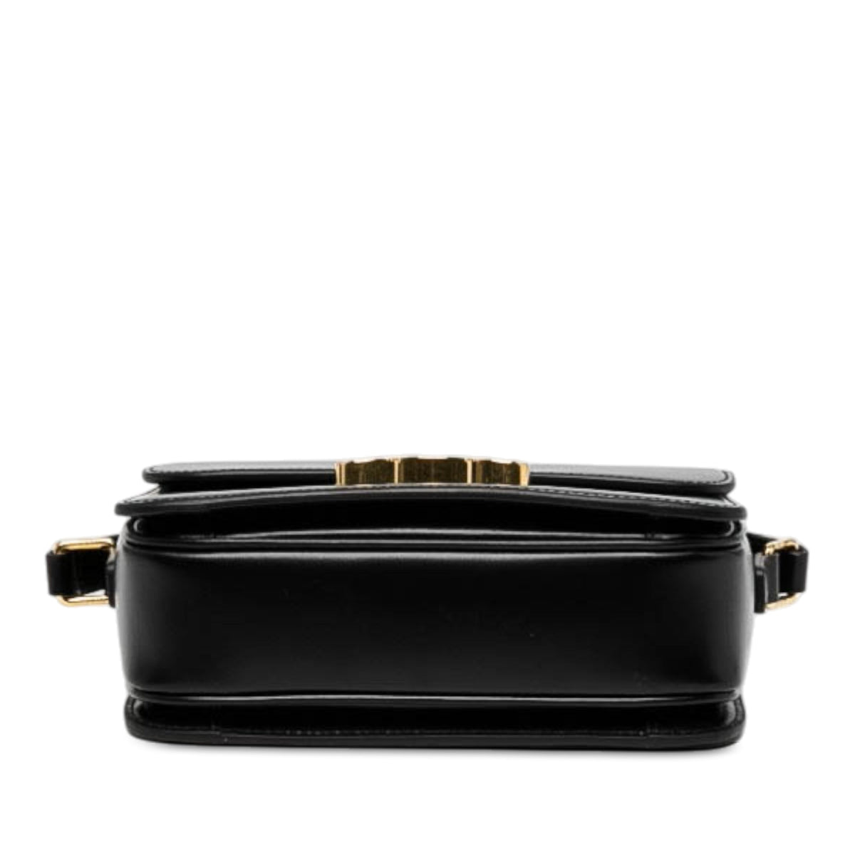 Celine Teen Shiny Calfskin Triomphe Crossbody — Black