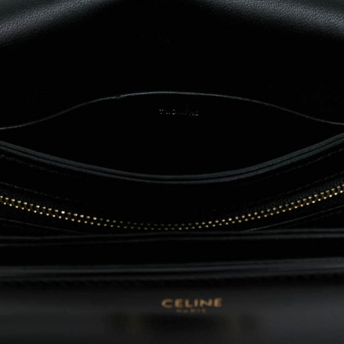 Celine Teen Shiny Calfskin Triomphe Crossbody — Black
