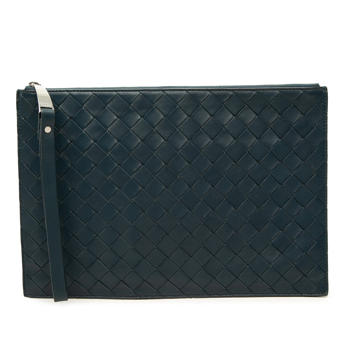 Bottega Veneta Nappa Intrecciato Wristlet Clutch — Blue