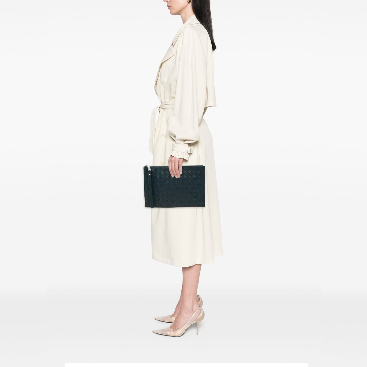 Bottega Veneta Nappa Intrecciato Wristlet Clutch — Blue