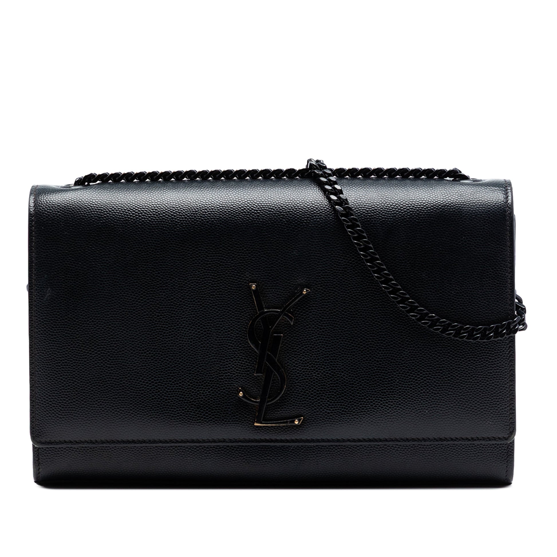 Saint Laurent Medium Grain De Poudre Monogram Monochrome Kate Crossbody