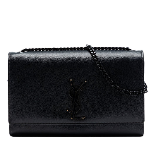 Saint Laurent Medium Grain De Poudre Monogram Monochrome Kate Crossbody
