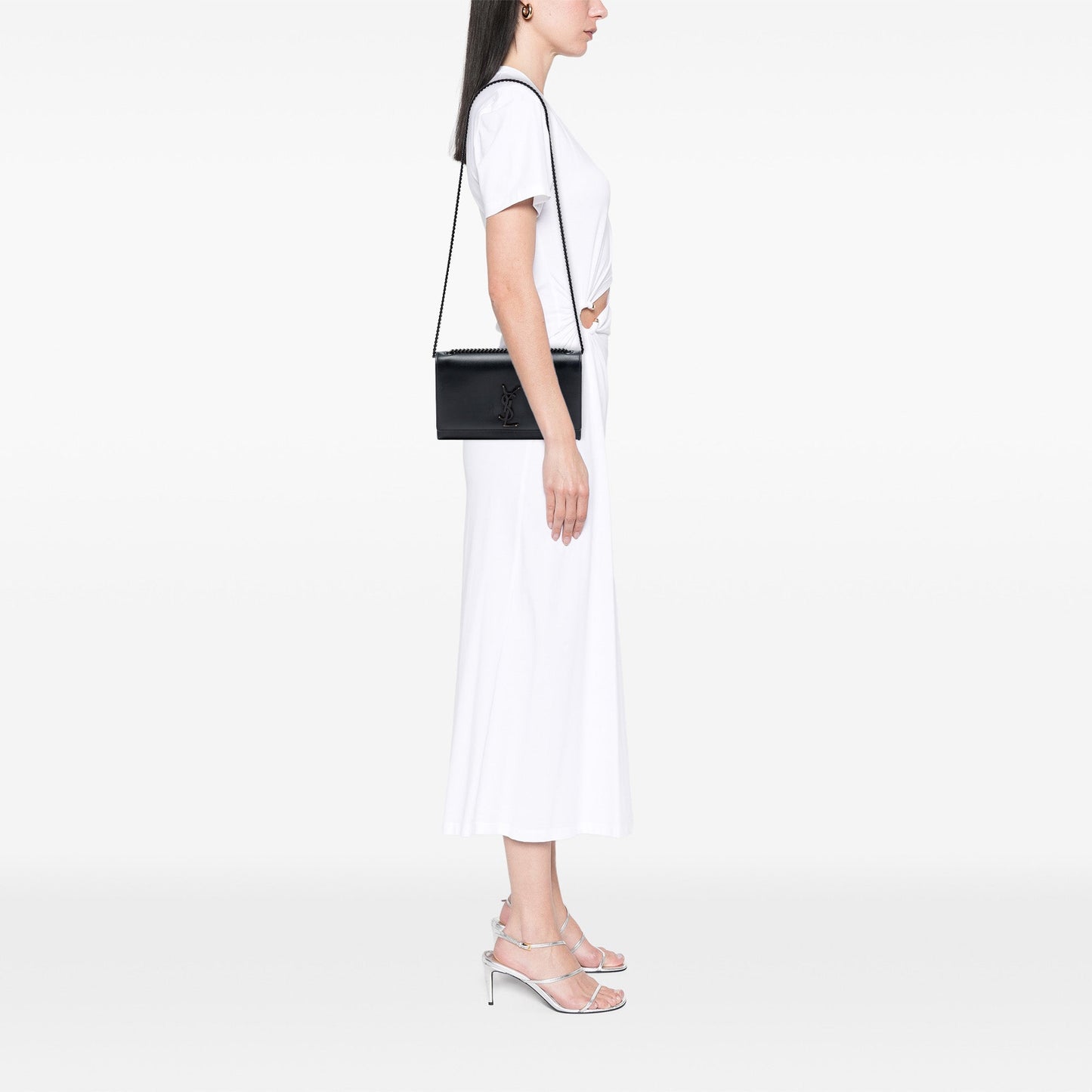 Saint Laurent Medium Grain De Poudre Monogram Monochrome Kate Crossbody