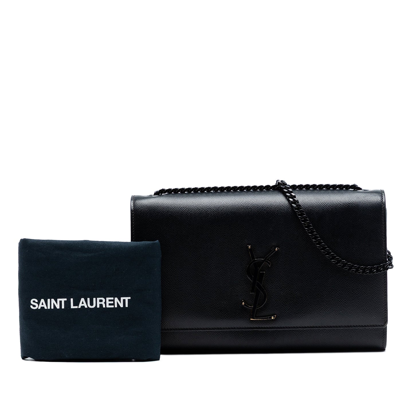 Saint Laurent Medium Grain De Poudre Monogram Monochrome Kate Crossbody