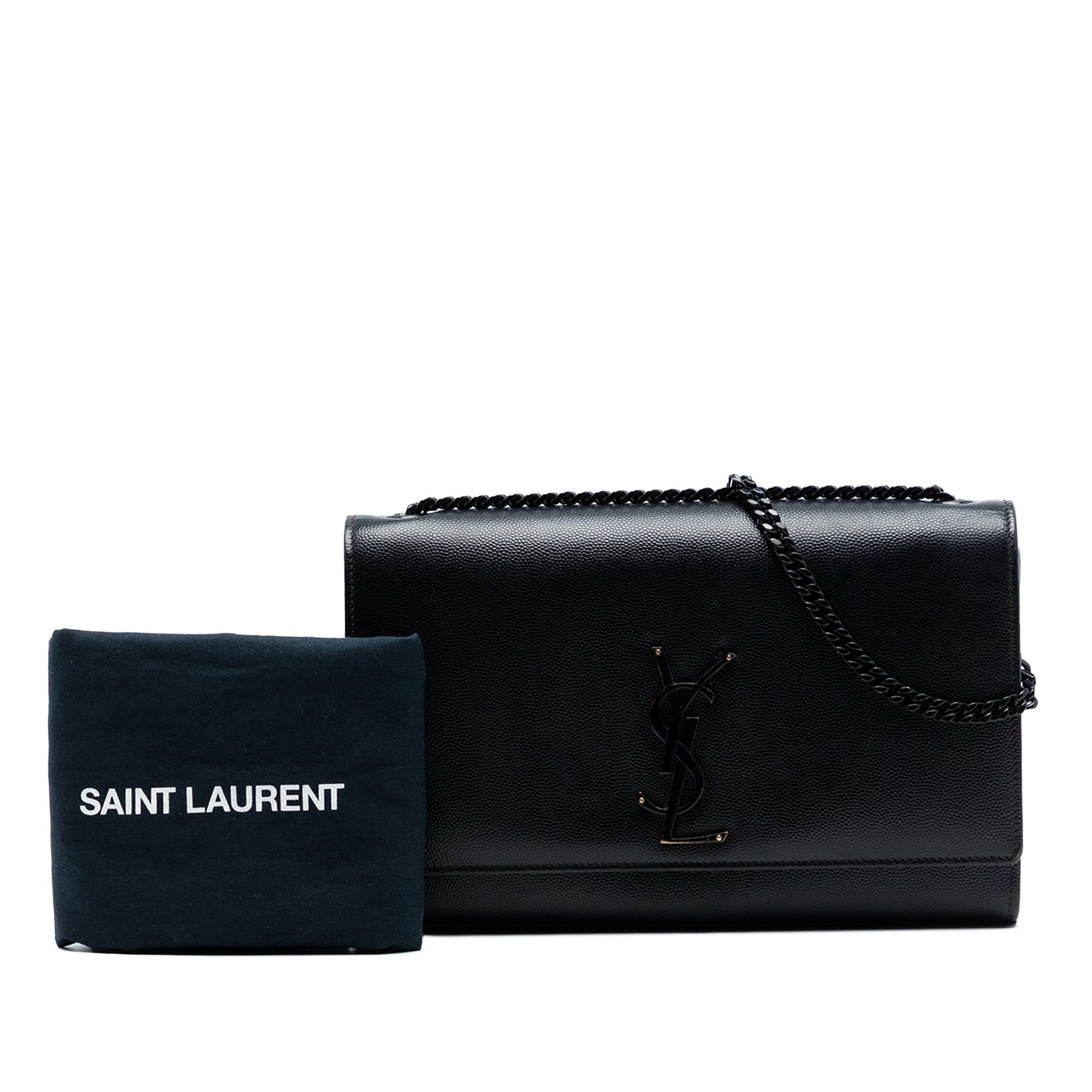 Saint Laurent Medium Grain De Poudre Monogram Monochrome Kate Crossbody