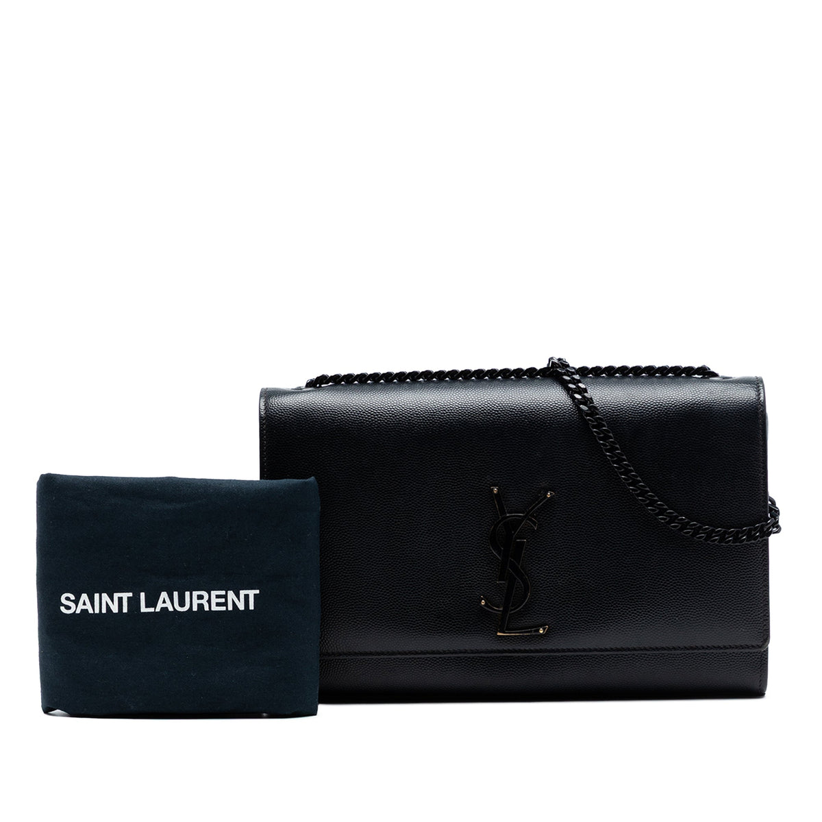 Saint Laurent Medium Grain De Poudre Monogram Monochrome Kate Crossbody
