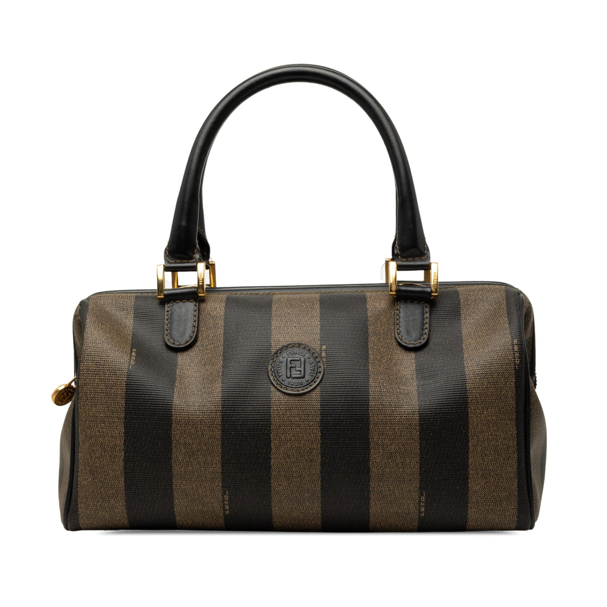 Fendi Pequin Coated Canvas Boston Bag