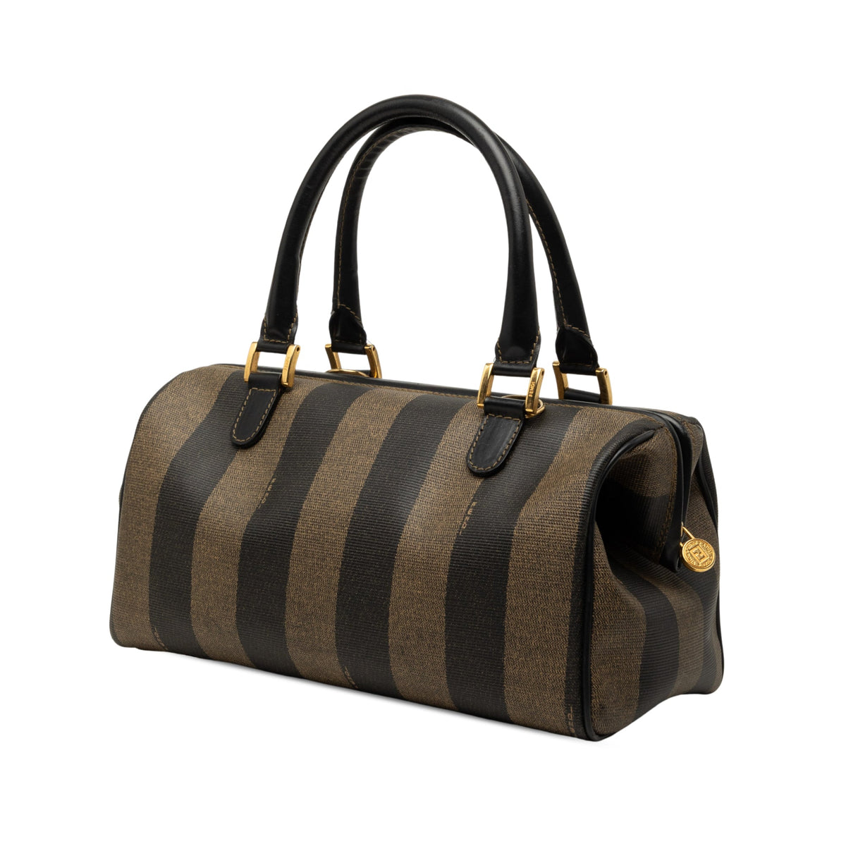 Fendi Pequin Coated Canvas Boston Bag