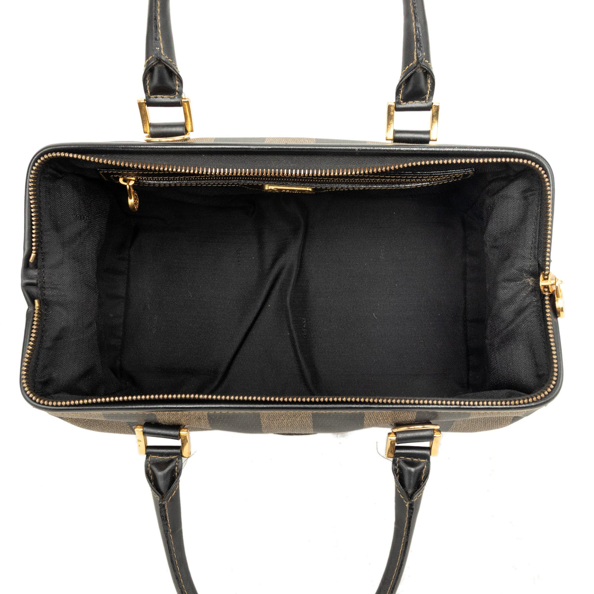 Fendi Pequin Coated Canvas Boston Bag